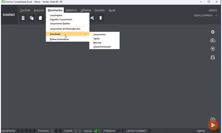Tela do sistema Domínio